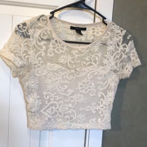 Forever 21 cream colored lace crop top